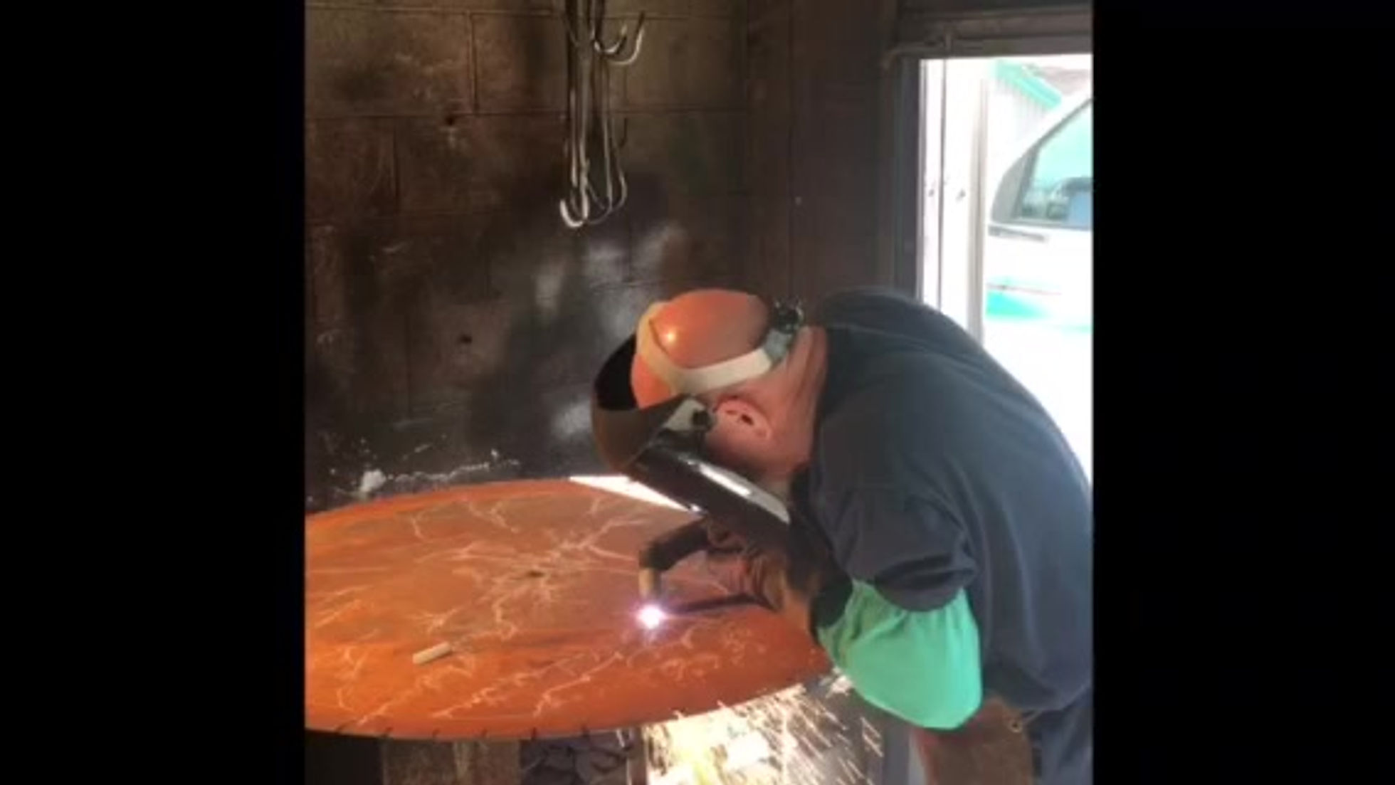 Gary cutting a saw blade